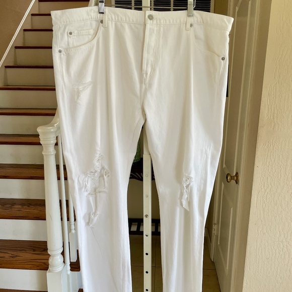7 FOR ALL MANKIND Paxtyn Skinny Jeans White Distressed Mens Size 42 MSRP $225 - Picture 1 of 8